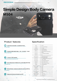 M504 Body Camera dal Design semplice